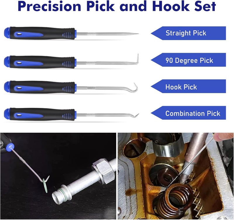 GLK Auto Trim Removal Tool Set Pry Tool Kit, Door Panel Removal Tool, Fasteners Remover,Automotive Hook Set, Car Auto Oil Seal/O-Ring Seal Gasket Mini Precision Hooks - 9pcs Blue - Image 3